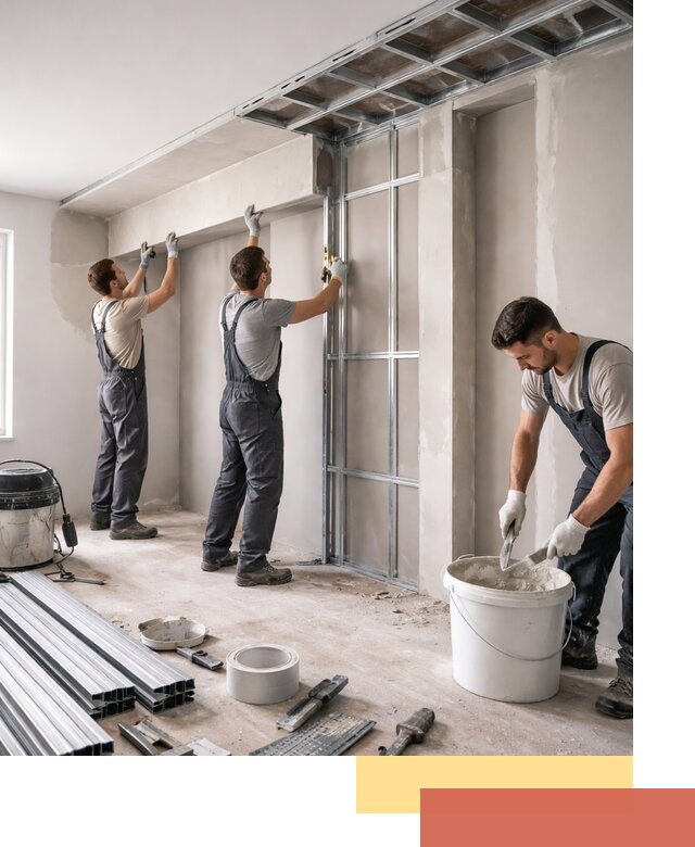 Монтаж потолка из гипсокартона с нишей в Дедовске