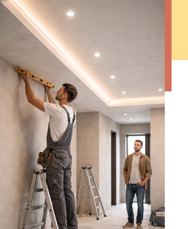 Потолок из гипсокартона с подсветкой в Дедовске от 825 руб./м2 под ключ | ОТДЕЛОЧНИК-Ддв