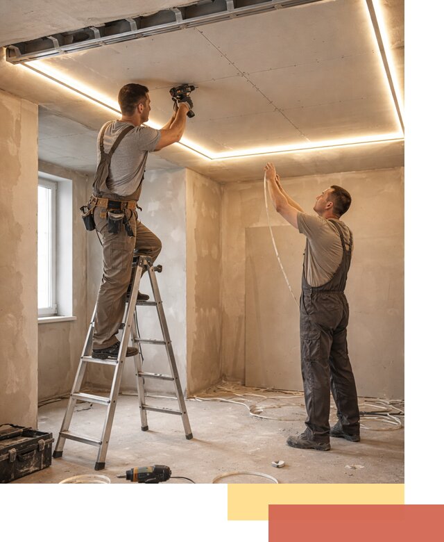 Потолок из гипсокартона с подсветкой в Дедовске