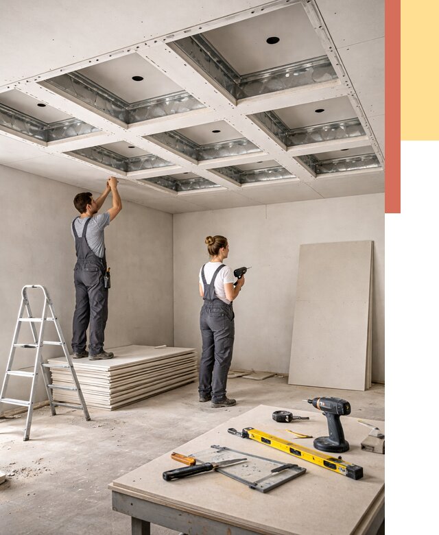 Кессонный потолок из гипсокартона в Дедовске от 2034 руб. — монтаж и под ключ | ОТДЕЛОЧНИК-Ддв