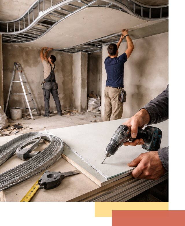 Криволинейный потолок из гипсокартона в Дедовске — монтаж и отделка