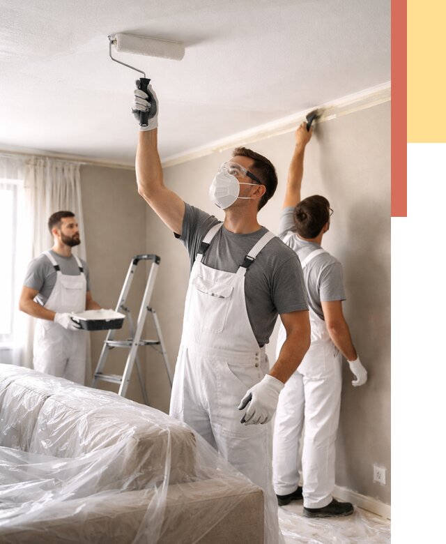 Покраска потолка водоэмельсионной краской в Дедовске от 2419 руб/м² — услуги под ключ | ОТДЕЛОЧНИК-Ддв