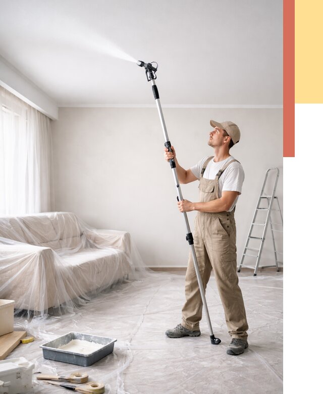 Покраска потолка краскопультом в Дедовске от 4948 руб. быстро и недорого | ОТДЕЛОЧНИК-Ддв