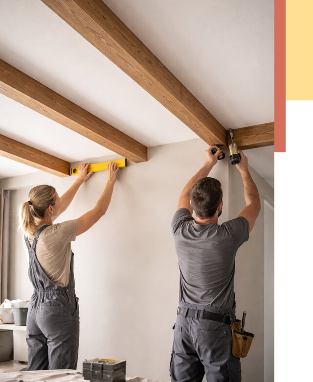 Монтаж декоративных балок на потолок в Дедовске от 4618 руб. — ОТДЕЛОЧНИК-Ддв